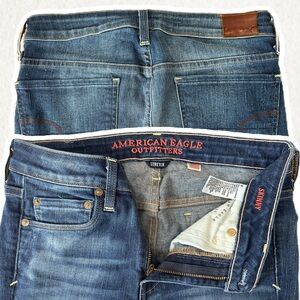 Y2K American Eagle Skinny Stretch Jeans Size 4 | 2006–2010 Dark Wash Low Rise